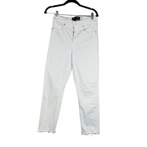 Veronica Beard Jeans Womens MEDIUM 29 White High Rise Raw Hem Straight Leg Denim